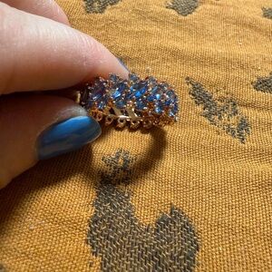 Bomb Party Blue Stone Rose Gold Tone Eternity Ring Size 8.5